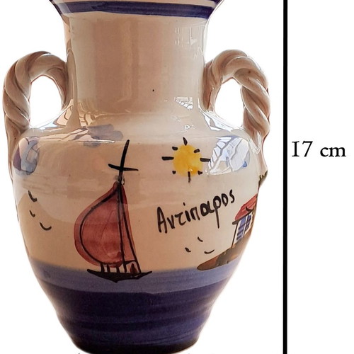 Ceramic amphora new, hand-painted from Antiparos