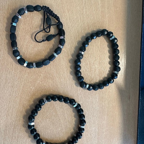 Set of men's black bracelets new