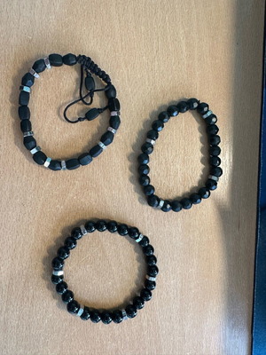 Set of men's black bracelets new