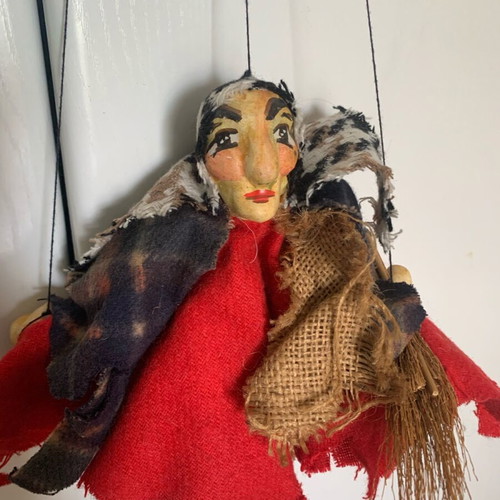Witch Marionette Puppet for Decoration or Puppet Theater