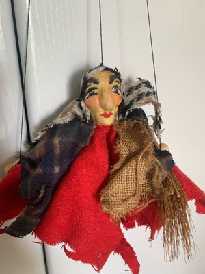 Witch Marionette Puppet for Decoration or Puppet Theater