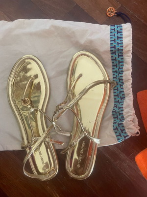 Tory Burch χρυσα φλατ σανδαλια νουμερο 40