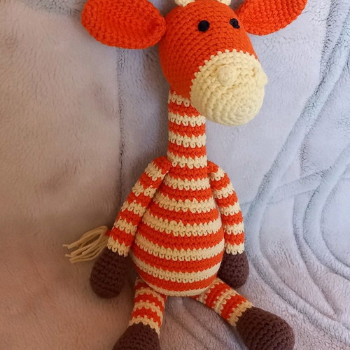 Organic knitted giraffe toy new, handmade