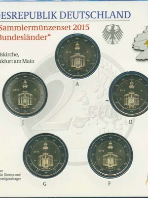 SAC Germany 2 Euro 2015 A-D-F-G-J new, Hesse (blister)