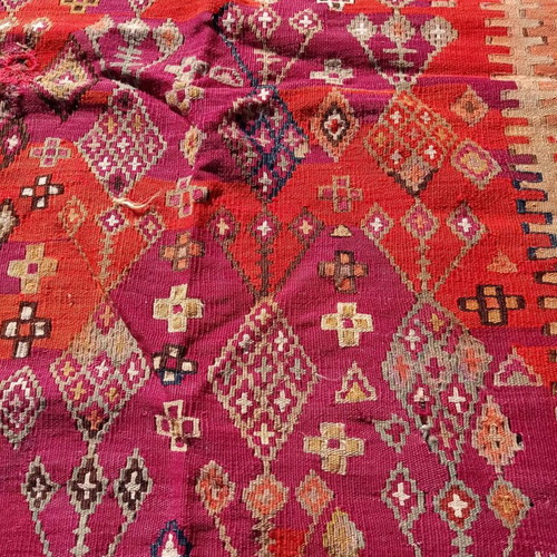 Handmade loom kilim used with beautiful patterns and vivid colors