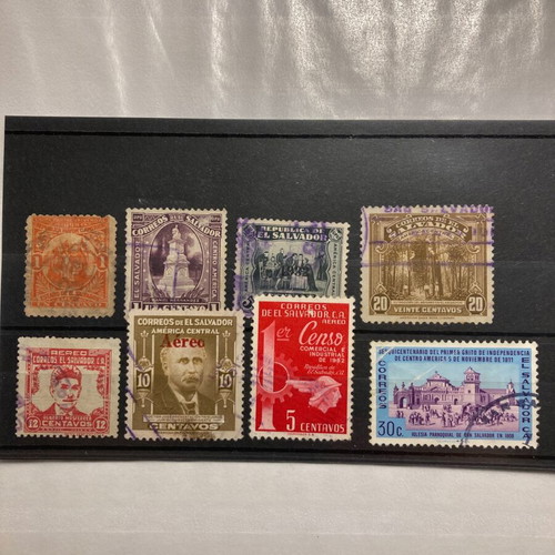 El Salvador 8 used sealed stamps