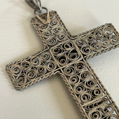 Handmade cross used with filigree decoration and crucifix Christ figure