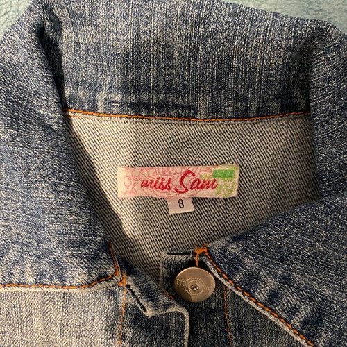 Kids denim jacket Sam 0 13 like new, embroidered detail, size 128 cm