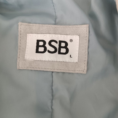 BSB Genuine Leather Jacket with Belt, ice blue, size L