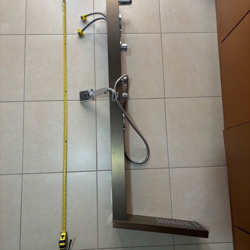 Shower panel with hydromassage and screen like new, gun metal color