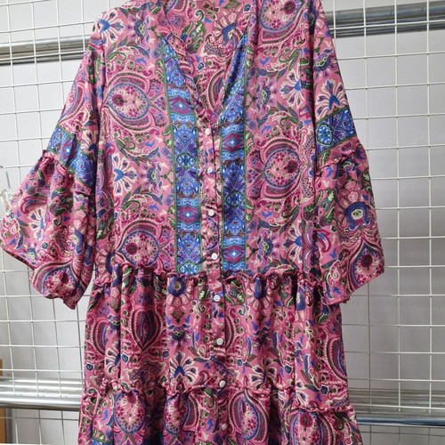 Boho dress M, like new, 90% art silk 10% viscose, multicolor