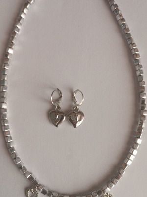 Necklace and earrings set silver, new, handmade