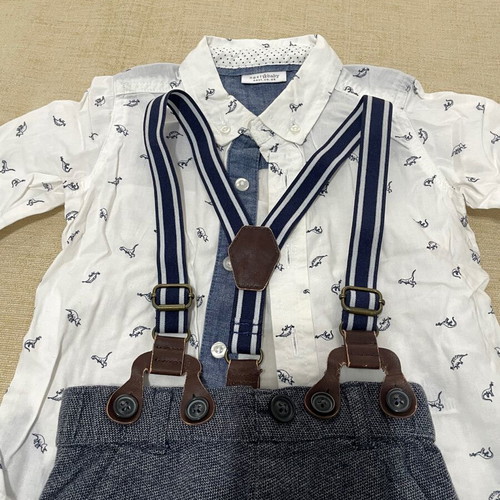 Next shirt and pants set with suspenders for 9-12 months like new