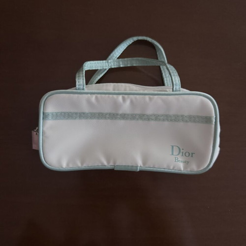 Dior Beauty white cosmetic bag with blue details new