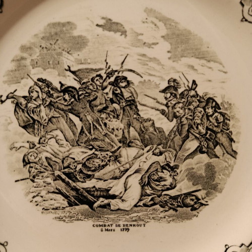 Belgian shallow plates with Napoleon theme, set of 2, Boche la Louviere