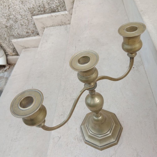 Brass candlestick like new, 26 cm height by 28 cm width