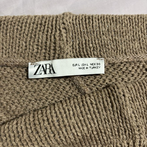 Zara knit wide leg trousers L beige brown like new