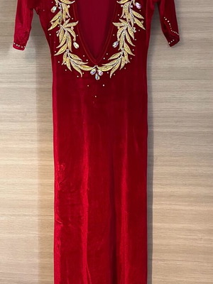 Oriental/Belly Dance Galabeya new, red with gold embroidery