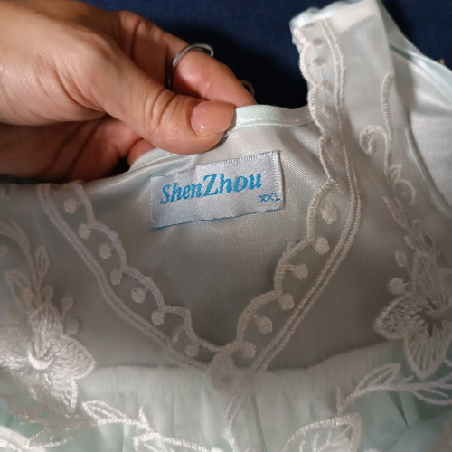 Vintage bridal nightgown new, turquoise satin jersey fabric