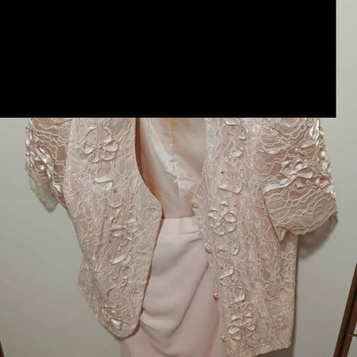 Karen Millen evening set with lace jacket and skirt used, pink