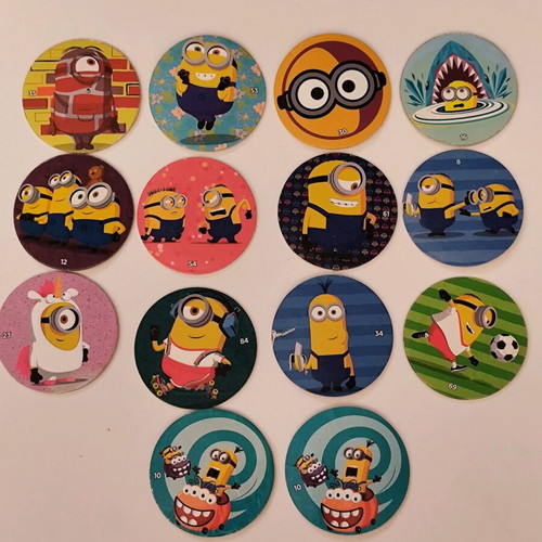 Chipicao Minions and Mythology collectible caps set used, 80 pieces