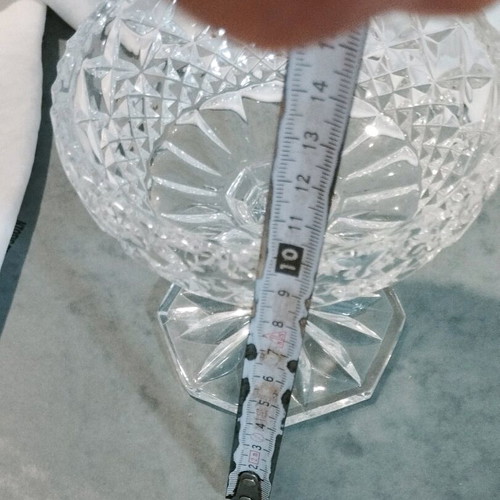 Vintage crystal compote bowl like new with diamond cut engraving