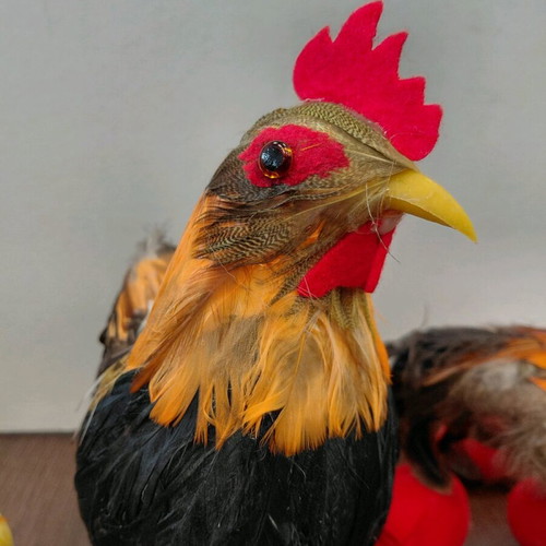 Decorative Easter hens, chicks and red eggs like new