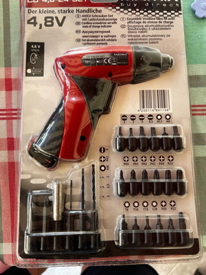 Cordless hand drill new, 4.8V, with bits and small accessories