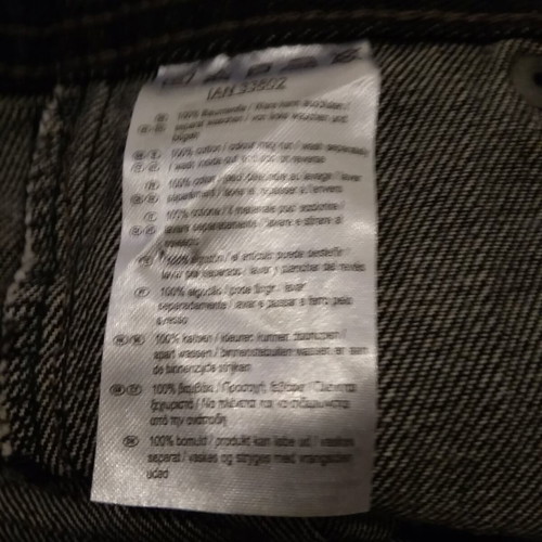 Children's pants used for 5-6 years, black denim and blue fabric