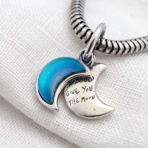 Pandora Crescent Moon Double Dangle Charm S925 new, blue and silver
