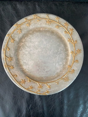 Silver platter with gold stars like new
