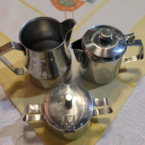 Inox set galatiera, zahariera, tsagiera like new, 3 pieces