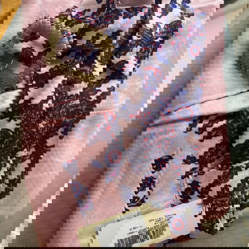 Linen pants Zini new with belt, size 38, pink and purple