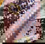 Linen pants Zini new with belt, size 38, pink and purple