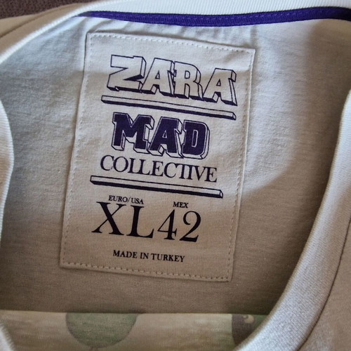 Zara long-sleeve shirt XL new beige with print