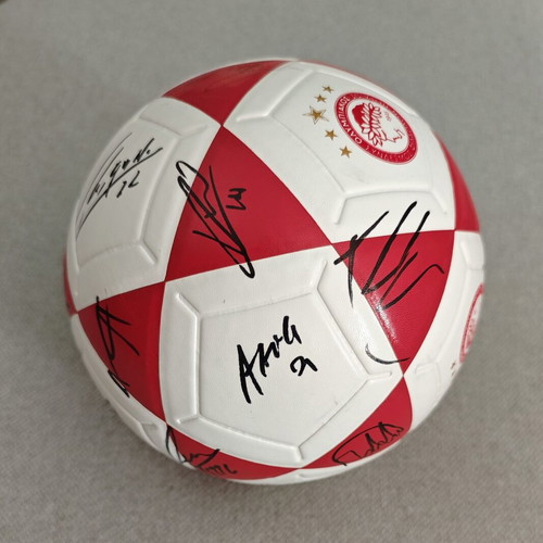 Olympiacos Football Signed Ball 2024-2025 Season with Display Case