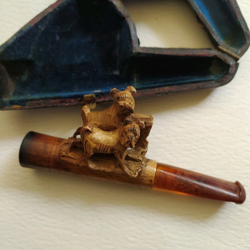 19th Century Carved Wooden Pipe Used, Riki Wood