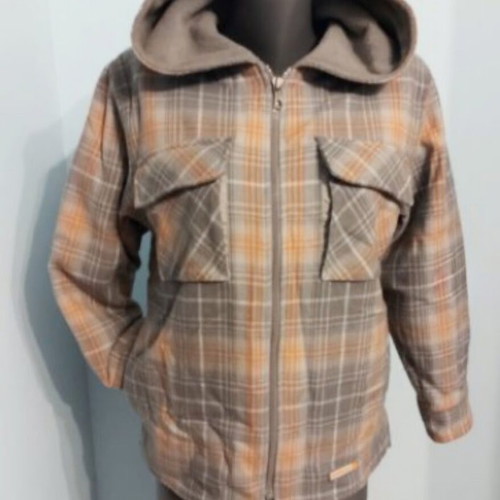Дамско яке тип риза Outer wear с поларена подплата и качулка, сиво