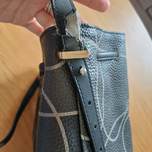 KEM crossbody pouch bag used, gray with hearts