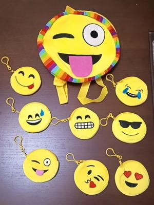 Children's backpack and wallet set with Emoji theme like new