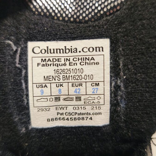 Columbia men's black boot used with silver details