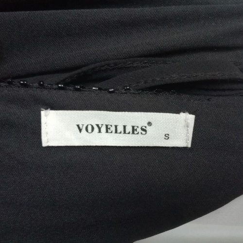 Voyelles short dress with sequins and beads, deep neckline, size S, like new