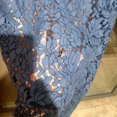 Camelot dress like new with gray-blue lace and beige lining