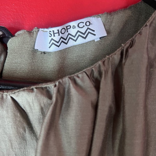 Khaki sleeveless dress with balloon hem like new