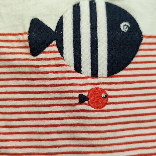 Obaibi baby romper like new, 9 months, striped fish design
