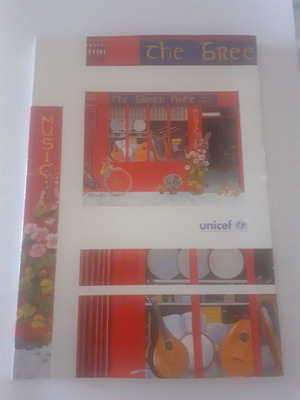 Unisef stationery set used with folder, glue and card