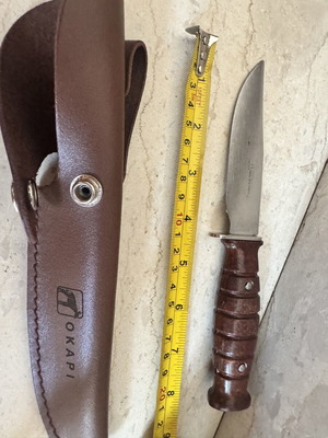 Okapi Vintage Fixed Blade Knife with Leather Sheath