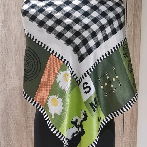 Esprit vintage scarf like new, colorful green, silk