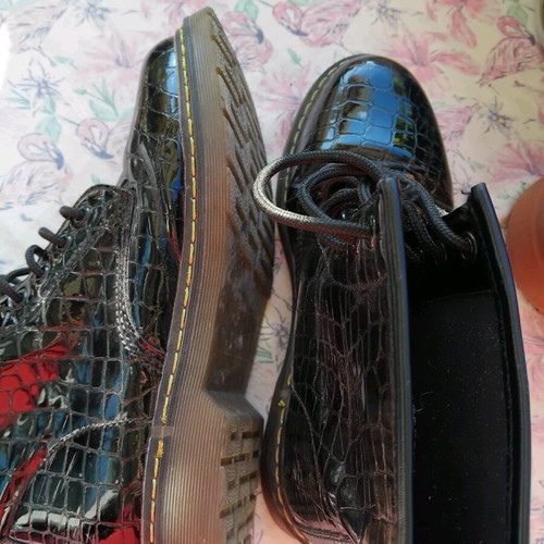 Crocodile Patent Leather Boots Black Like New