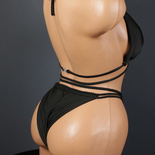 Bikini two-piece black new with Shibari ropes